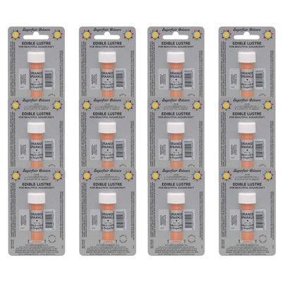 12 x Sugarflair Edible ORANGE SPARKLE Lustre Dust Powder Food Colour Cake Icing