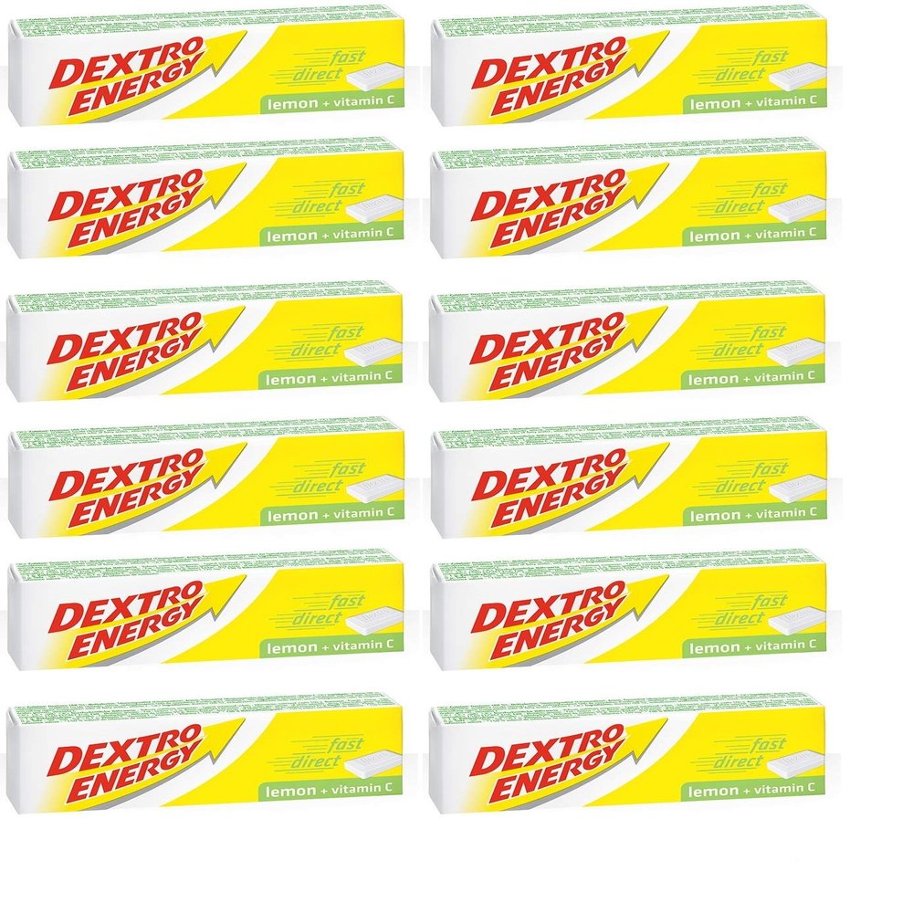 TWELVE PACKS of Dextro Energy Glucose Tablets Lemon 47g