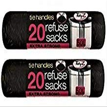 Tidyz 40 Tie Handles Kitchen Liners Extra Strong Swing bin Bags Made in The UK (50L), Black, 10 x 10 x 10 cm