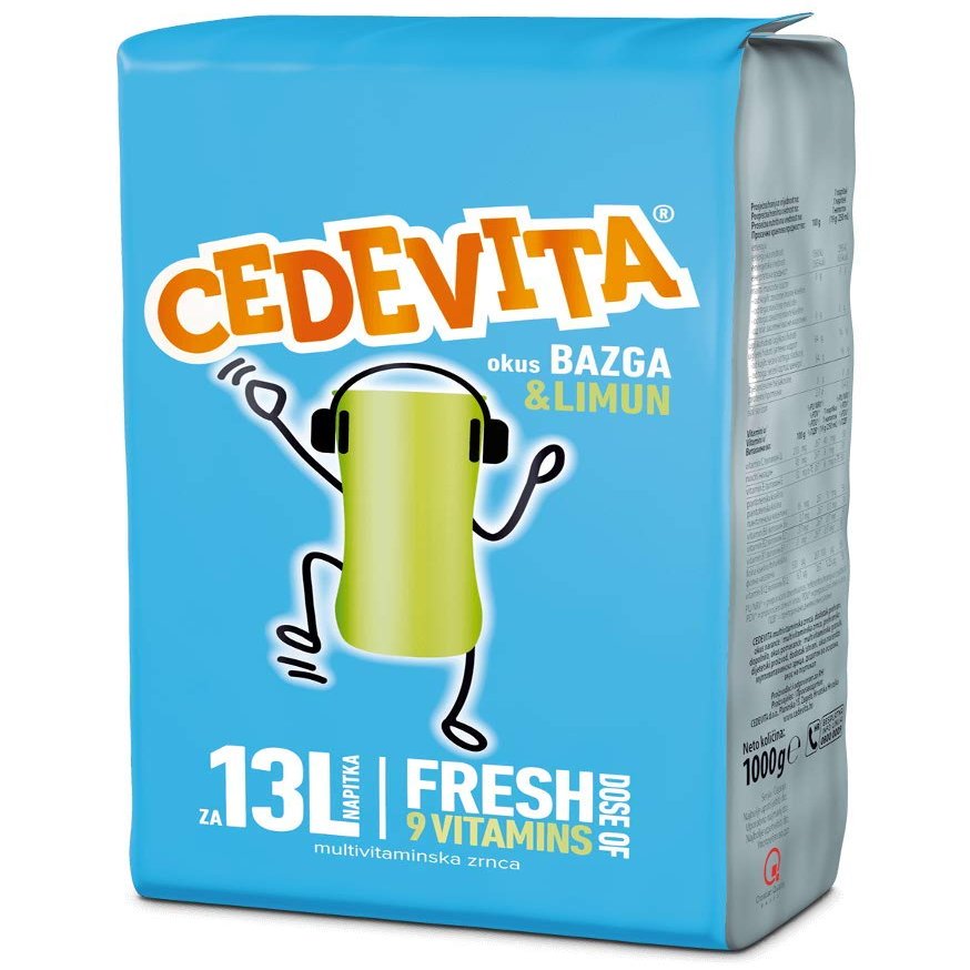 Cedevita Instant 9 Vitamins Drink in Granules 1 kg (for 13 litres of Drink) Elder & Lemon
