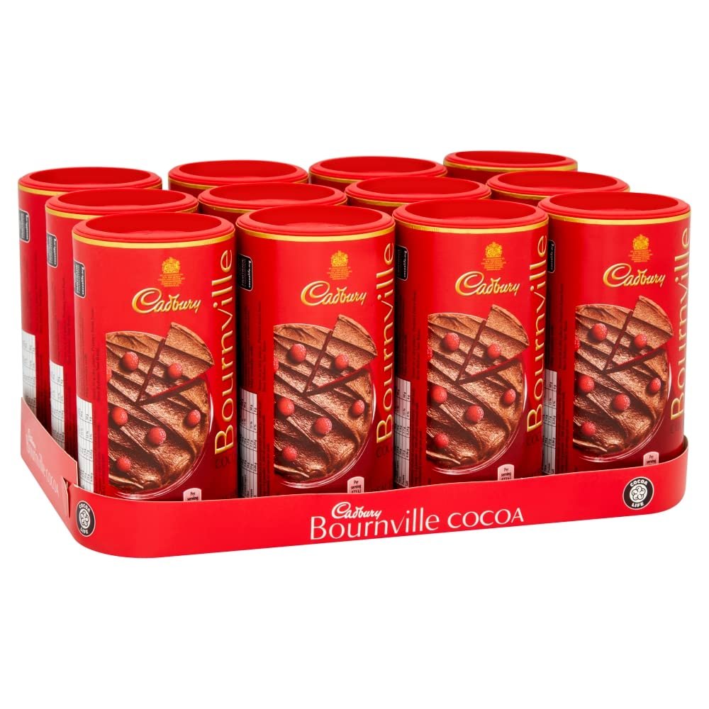 Cadbury Bournville Cocoa, 250G (Box Of 12) OFFICIAL, Hot Chocolate, Cocoa Powder, Ideal for Baking