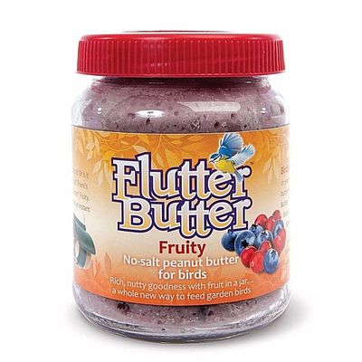 Flutter Butter No-Salt Flavoured Peanut Butter Jars For Wild Garden Birds, 330g by Happy Beaks (Fruity)