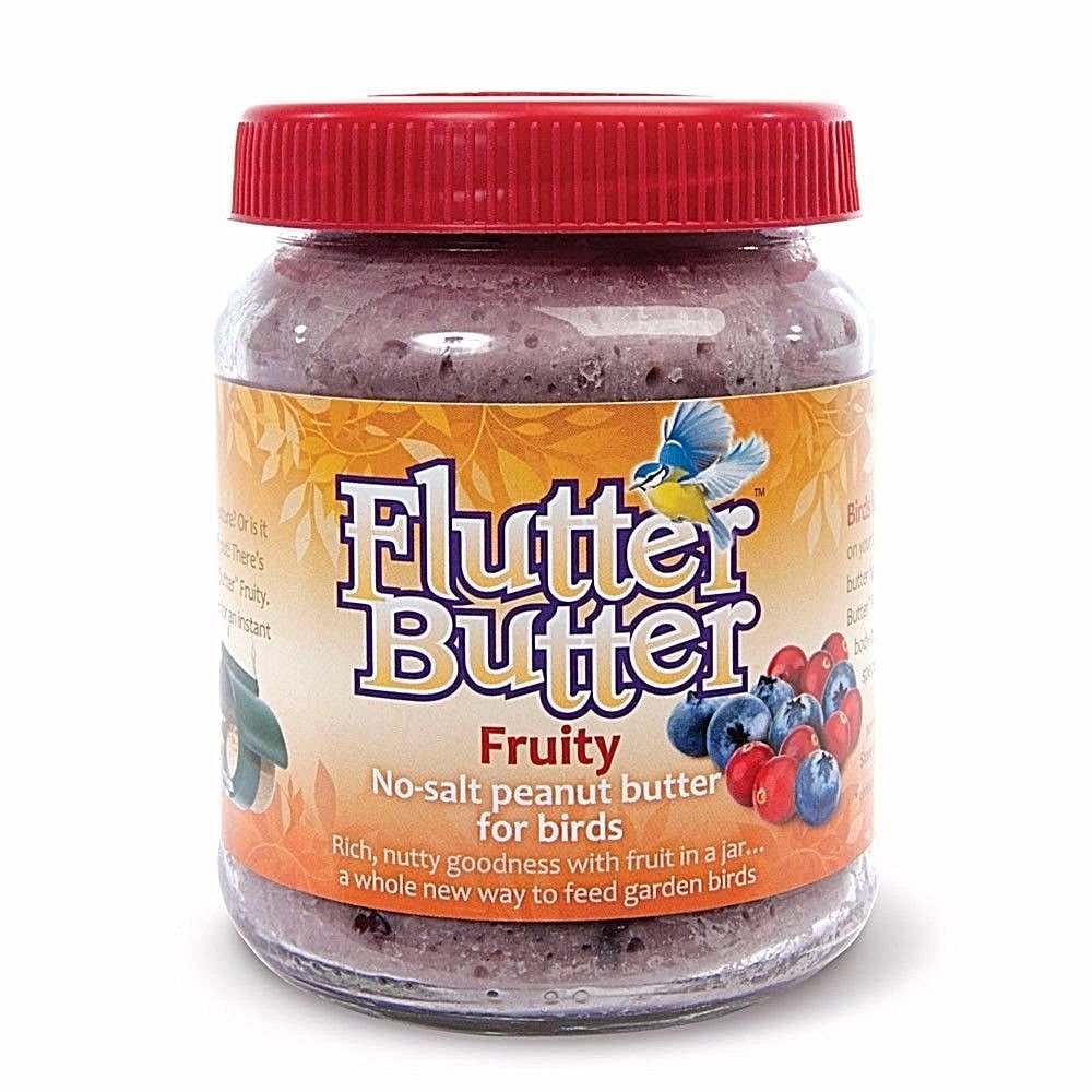 Flutter Butter No-Salt Flavoured Peanut Butter Jars For Wild Garden Birds, 330g by Happy Beaks (Fruity)