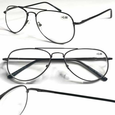 2 Pairs Gunmetal Classic Stylish Double Bridge Metal Reading Glasses R294 Specs +3.00