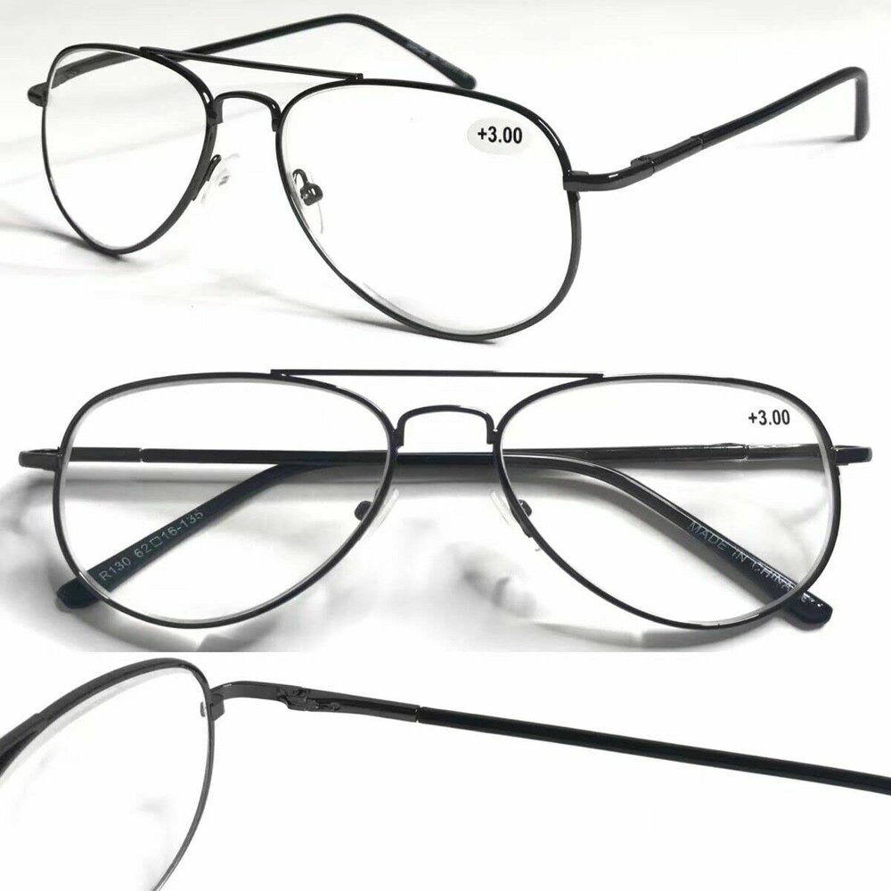 2 Pairs Gunmetal Classic Stylish Double Bridge Metal Reading Glasses R294 Specs +3.00