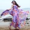 MedeShe Women's Chiffon Floral Holiday Beach Bridesmaid Maxi Dress Sundress - Purple - Large Petite view 2