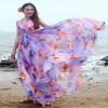 MedeShe Women's Chiffon Floral Holiday Beach Bridesmaid Maxi Dress Sundress - Purple - Large Petite view 3