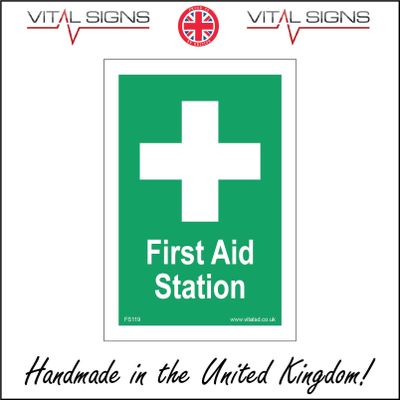 FS119 First Aid Station SIGN medical room nurse bandage sick bay workplace 400mm x 600mm Sticker/Sav - White Background