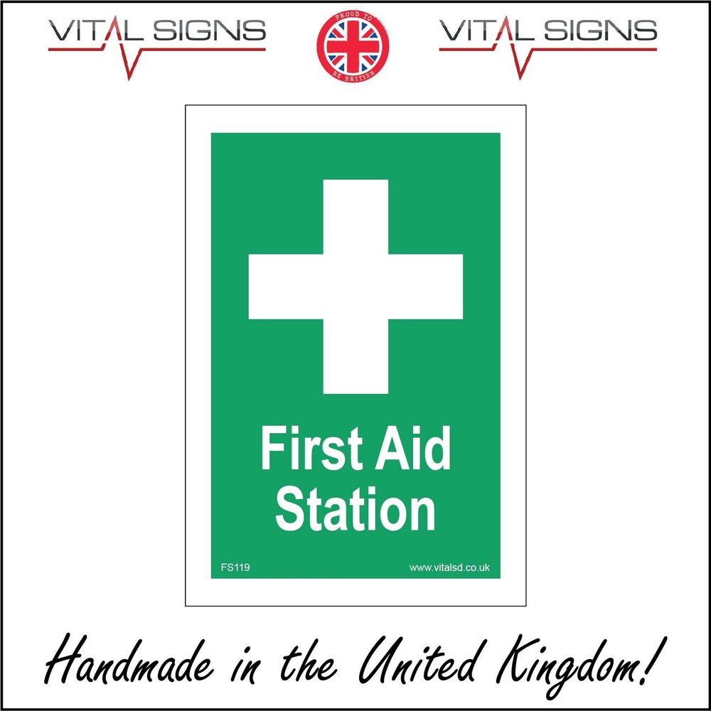 FS119 First Aid Station SIGN medical room nurse bandage sick bay workplace 400mm x 600mm Sticker/Sav - White Background