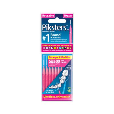 Piksters Interdental Brushes,10 Pack, Size 00 (Pink), 10 Count (Pack of 1)