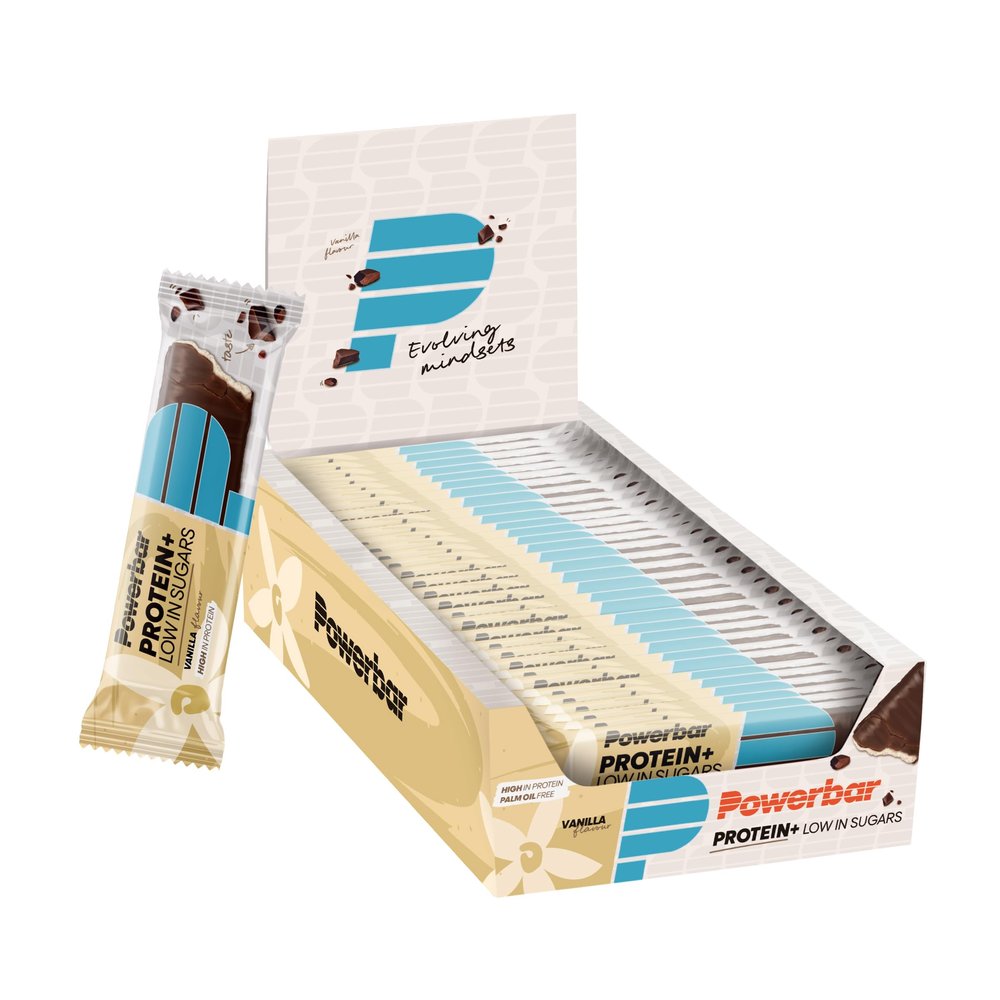 Powerbar - Protein Plus - Low Sugar - Vanilla - 30x35g - Bars with only 107 calories - Fitness bars with fibre