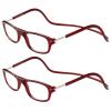 TBOC Pack: Reading Glasses Eyeglasses Eyewear  (Two Units) Burgundy Frame +1.00 Optical Power Magnetic Adjustable Neck Hanging Presbyopia Eye Strain Vision Lenses Men Women Prescription view 1
