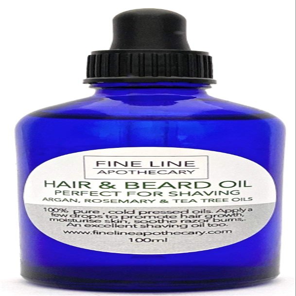 Fine Line Apothecary - Shaving and Beard oil - 100% Natural, Argan, Rosemary, Tea Tree. Comfortable Shave. Conditions and Promotes Beard and Hair Growth.100ml