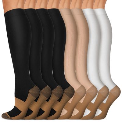 Iseasoo Copper Compression Socks (15-20 mmHg) for Men & Women - Running, Hiking, Cycling, Travel - Improves Circulation