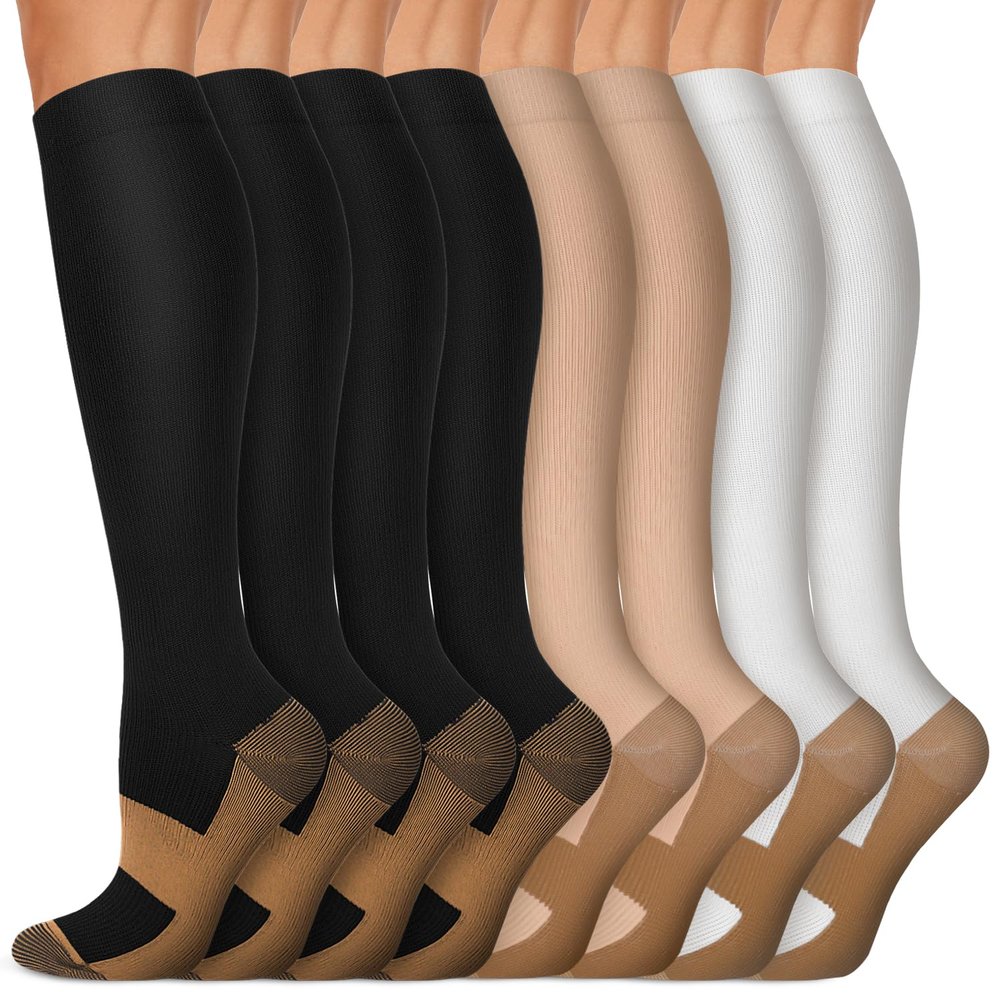 Iseasoo Copper Compression Socks (15-20 mmHg) for Men & Women - Running, Hiking, Cycling, Travel - Improves Circulation