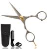 ONTAKI 5.5" Beard Moustache Scissors Professional Japanese Steel Comb Carrying Pouch Beard Mustache Trimming Hand Forged Bevel Edge Precision Men Facial Hair Grooming Kit Body Facial Hair Silver Gold view 1