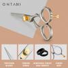 ONTAKI 5.5" Beard Moustache Scissors Professional Japanese Steel Comb Carrying Pouch Beard Mustache Trimming Hand Forged Bevel Edge Precision Men Facial Hair Grooming Kit Body Facial Hair Silver Gold view 3
