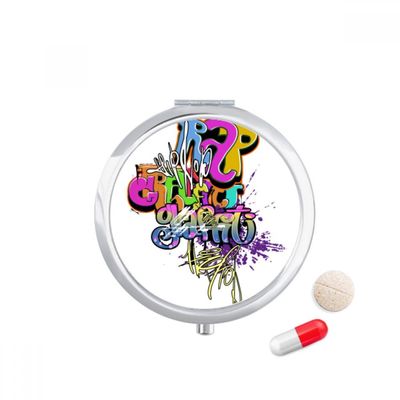 DIYthinker Graffiti Street Culture Colorful Rap Words Travel Pocket Pill case Medicine Drug Storage Box Dispenser Mirror Gift