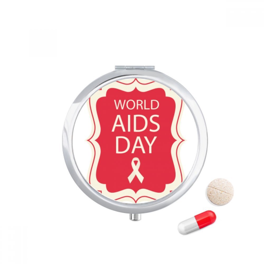 DIYthinker Red Ribbon 1st December HIV Travel Pocket Pill case Medicine Drug Storage Box Dispenser Mirror Gift