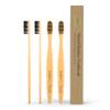 4 Pack Bamboo Toothbrush Set | Extra Soft Charcoal Infused Bristles, Eco Biodegradable Wood, BPA Free Vegan Nylon | Great for Teeth Whitening, Sensitive Gums, Adults, Kids view 1