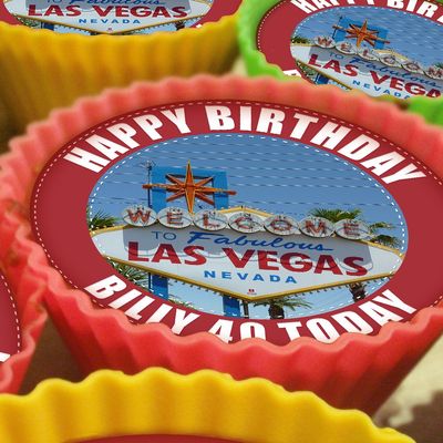 20 x Personalised Las Vegas 5cm High Resolution Cupcake Toppers