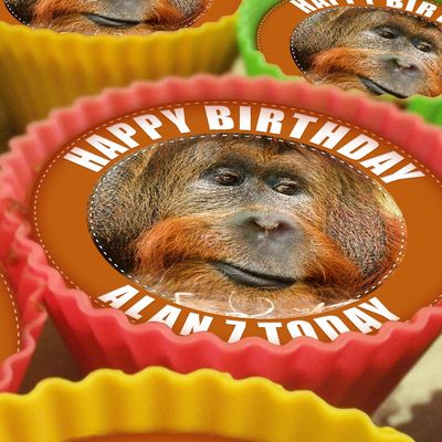 20 x Personalised Orangutan Ape 5cm High Resolution Cupcake Toppers