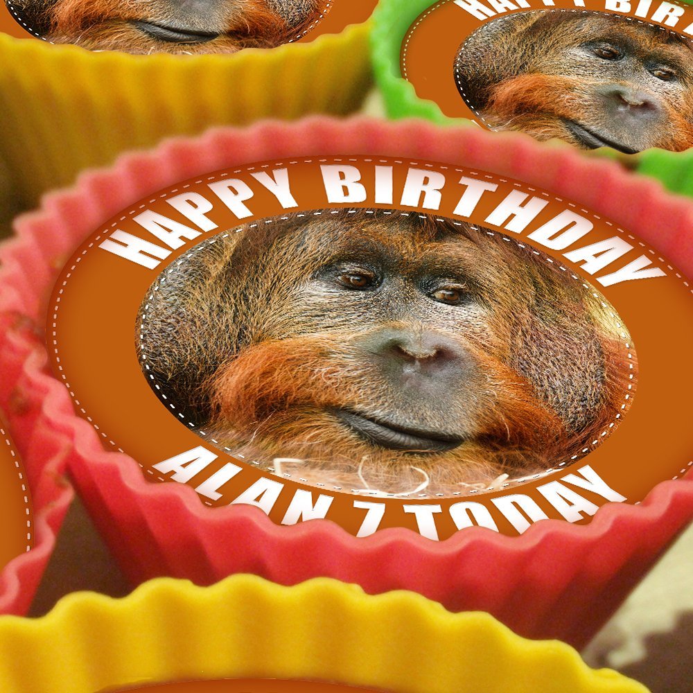 20 x Personalised Orangutan Ape 5cm High Resolution Cupcake Toppers
