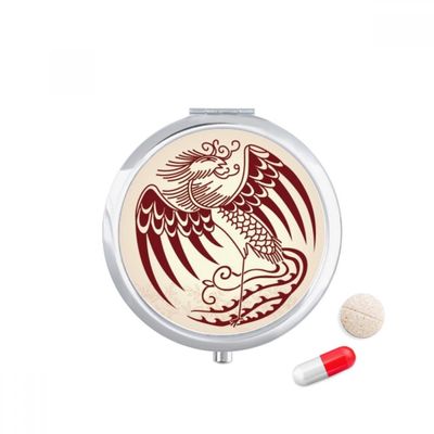 DIYthinker Chinese Phoenix Animal Portrait Travel Pocket Pill case Medicine Drug Storage Box Dispenser Mirror Gift