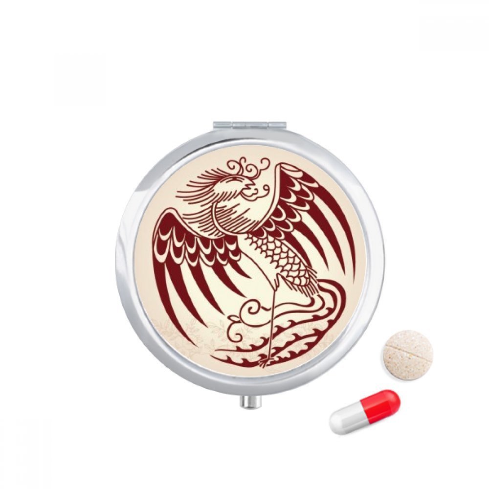 DIYthinker Chinese Phoenix Animal Portrait Travel Pocket Pill case Medicine Drug Storage Box Dispenser Mirror Gift