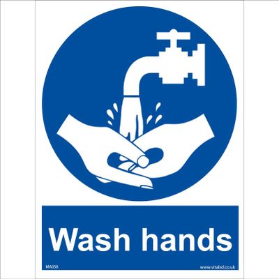 MA058 Wash Hands SIGN toilet loo canteen soap sink hygiene cleanse bathroom 400mm x 600mm Magnetic - Vehicle Grade