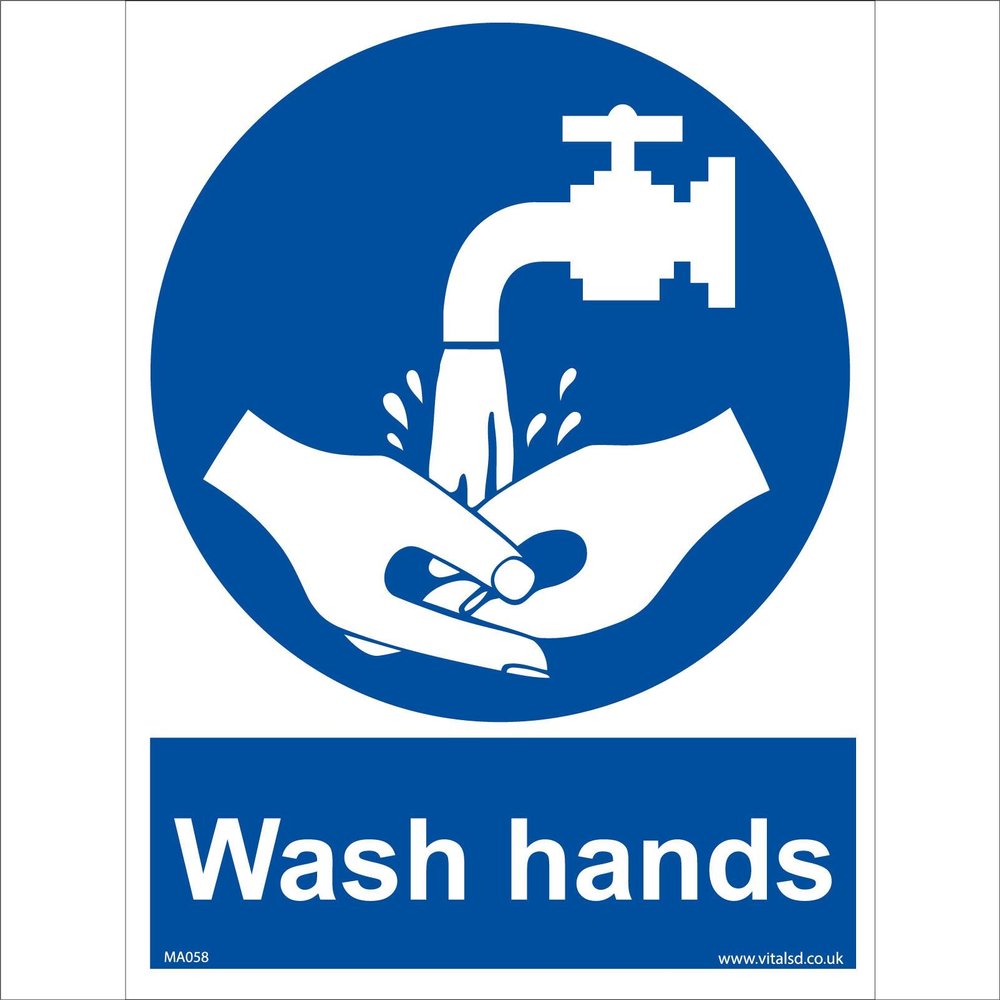MA058 Wash Hands SIGN toilet loo canteen soap sink hygiene cleanse bathroom 400mm x 600mm Magnetic - Vehicle Grade