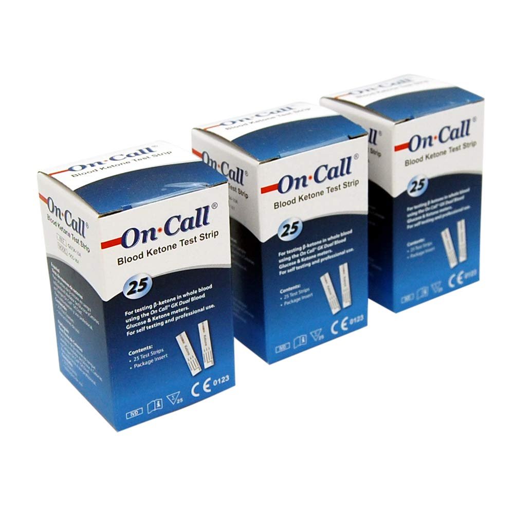 3 x 25 Blood Ketone Test Strips for The On call Ketone Meter Monitor