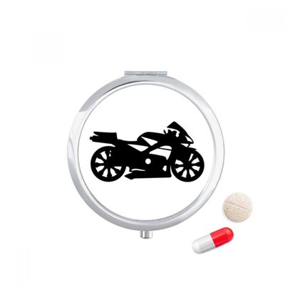 DIYthinker Motorcycle Mechanical Black Silhouette Travel Pocket Pill Case Medicine Drug Storage Box Dispenser Mirror Gift