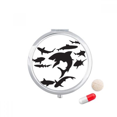 DIYthinker Blue Ocean Black Shark Biology Travel Pocket Pill Case Medicine Drug Storage Box Dispenser Mirror Gift