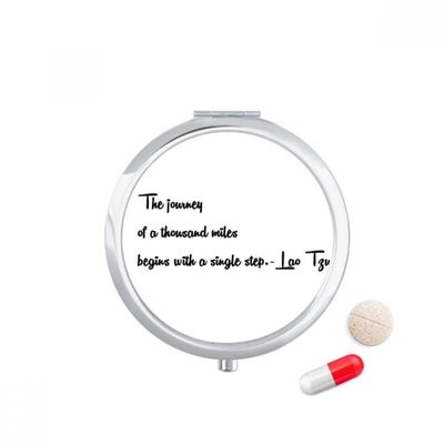 DIYthinker Inspirational Quote About Journey by Lao Tzu Travel Pocket Pill Case Medicine Drug Storage Box Dispenser Mirror Gift