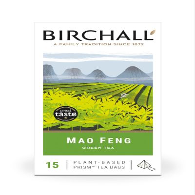 Birchall Tea Bags, Mao Feng Green Tea, Antioxidants Green Tea Bags Bursting with Full Flavour, Pack of 15 Plant-Based Prism Tea Bags