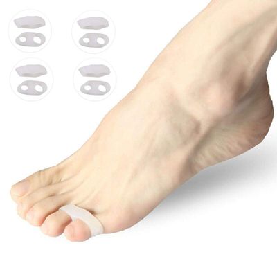 PEDIMEND Silicone Double Hole Toe Corrector (4PAIR - 8PCS) | Stretches and Aligns Toes | Straighten Bent Toes | Toe Buddy for Overlapping Toes | Ease Pressure & Friction on Toes | Unisex | Foot Care