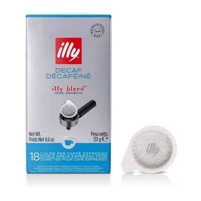 illy Coffee - ESE Coffee Pods x18 - Decaf Medium Roast - 100% Arabica - Compatible with ESE Machines - Individually Wrapped Decaffeinated Capsules