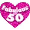 12 Edible "Fabulous at 50!" Design Cake Decorations, Plus 12 Smaller Pink "50" Hearts! view 3
