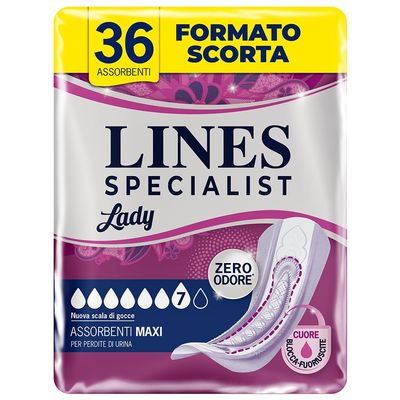 36 Absorbent Lines Specialist Maxi Woman for loss of urine offer in stock