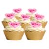 15 Precut Valentines Day Pink Rose Heart Shaped Edible Wafer paper Cake Toppers Decorations view 1