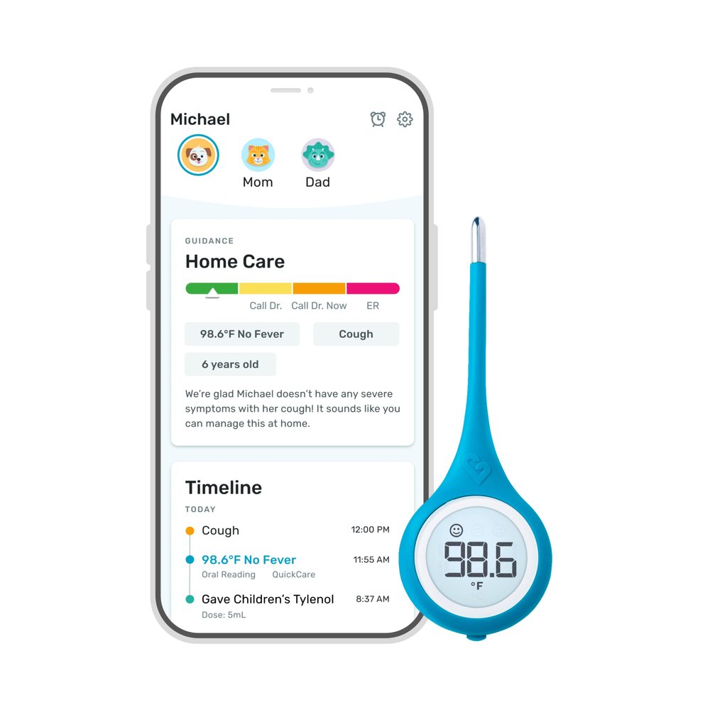 Kinsa Smart Thermometer for Fever - Digital Medical Baby, Kid and Adult Termometro - Accurate, Fast, FDA-Cleared Thermometer for Oral, Armpit or Rectal Reading - QuickCare