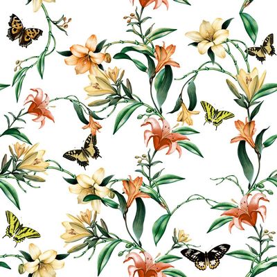 20 napkins butterflies on tendrils, flowers, summer, animals, 33 x 33 cm