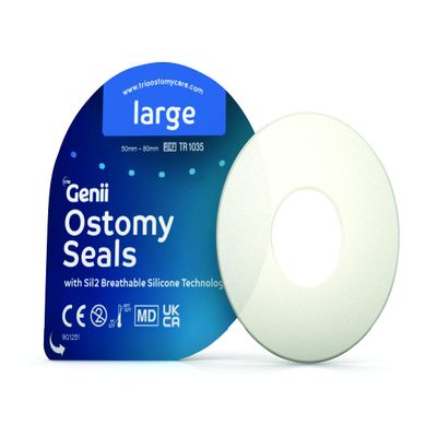 Genii Flat Ostomy Seals Large (50mm-80mm)- TR1035- (Box of 30) - Previously Trio Siltac 3