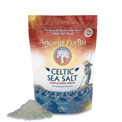 Celtic Sea Salt - Sun & Air Dried French Grey Sea Salt | Naturally Moist & Magnesium Rich 73+ Trace Minerals | Unrefined Living Salt - Ancient Purity 250g (8.8 oz.)