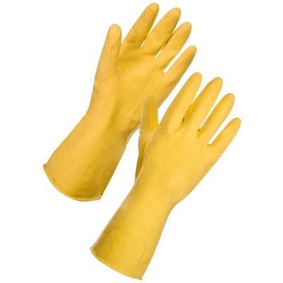 12 PAIRS ( 12 X 1 PAIR ) HOUSEHOLD RUBBER GLOVES LARGE SIZE SUPERTOUCH NEW