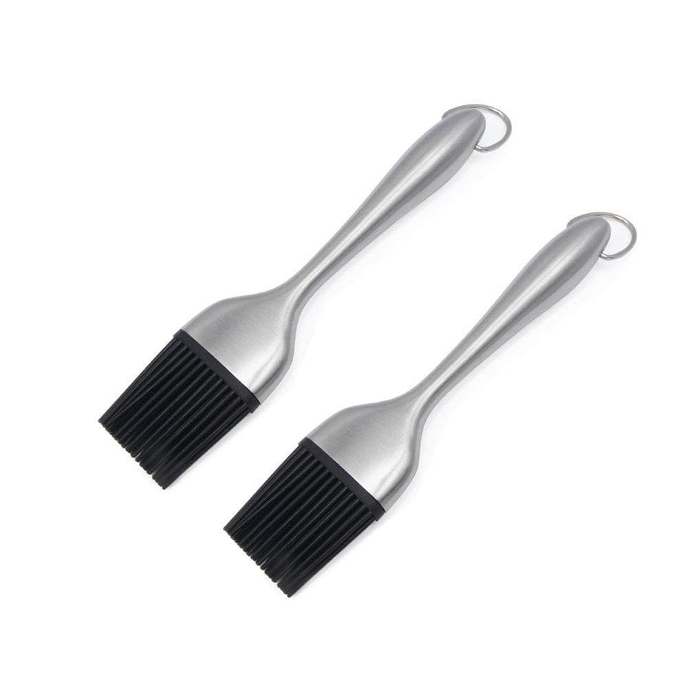 2 Pack Silicone Brush for Barbecue,Baking,Roasting with Stainless Steel Handle