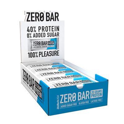 BioTechUSA Zero Bar Protein Snack - Low Sugar & Lactose-Free | Crispy Texture | Delicious Flavors | Ideal for Diets & Workouts, 20 * 50 g, Chocolate-Coconut