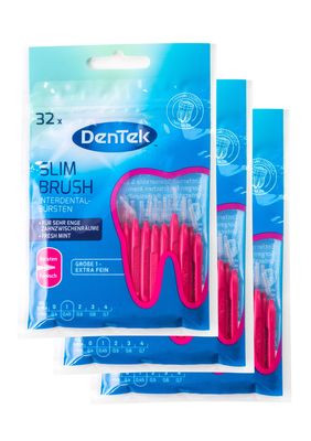 3x Interdental Brushes 32 Pieces Extra Fine DenTek 2-3 mm Slim Brush Value Pack