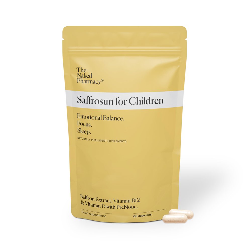 The Naked Pharmacy | Saffrosun for Children | Sleep & Balance | Natural Saffron Supplements with Vitamins D3 & B12 | High Strength | No Additives | Vegan | 60 Capsules